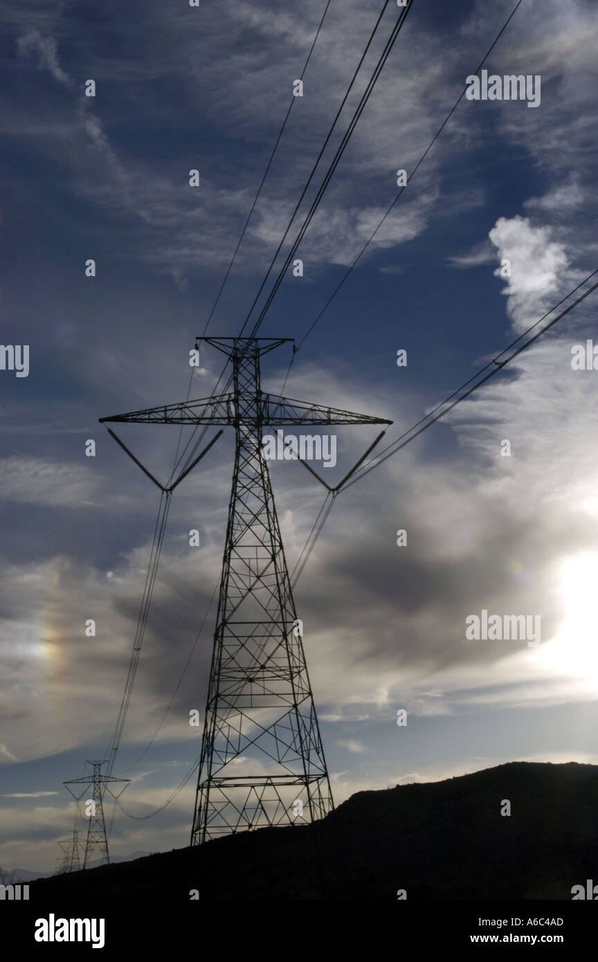 Power cables on pylons America Stock Photo Alamy