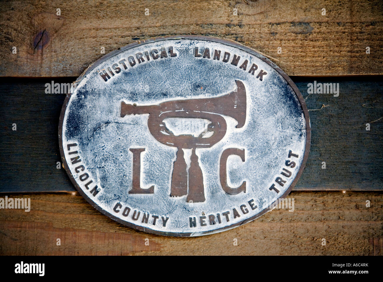 Historic marker in Lincoln New Mexico Stock Photo