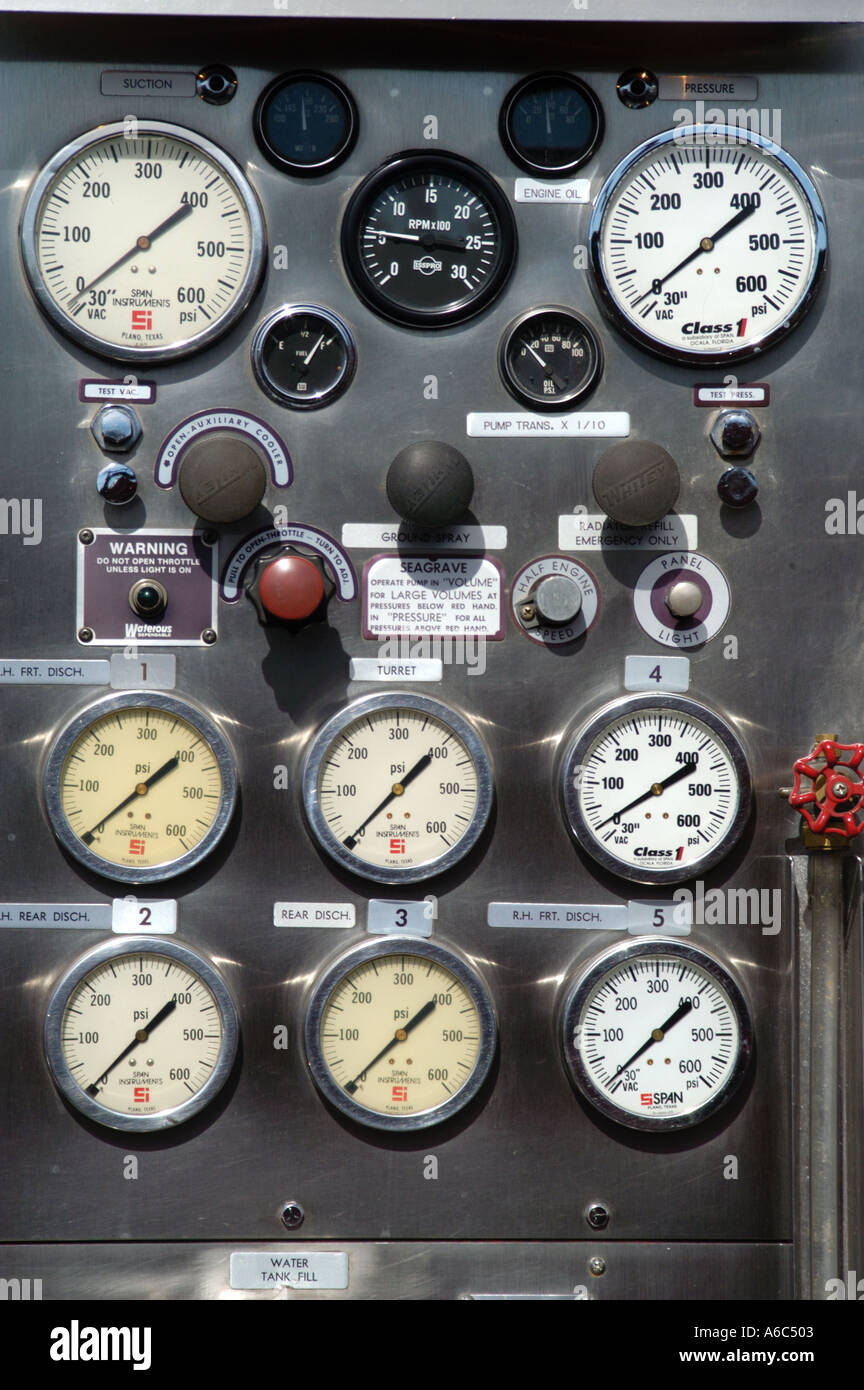 Fire Tender control panel Stock Photo Alamy