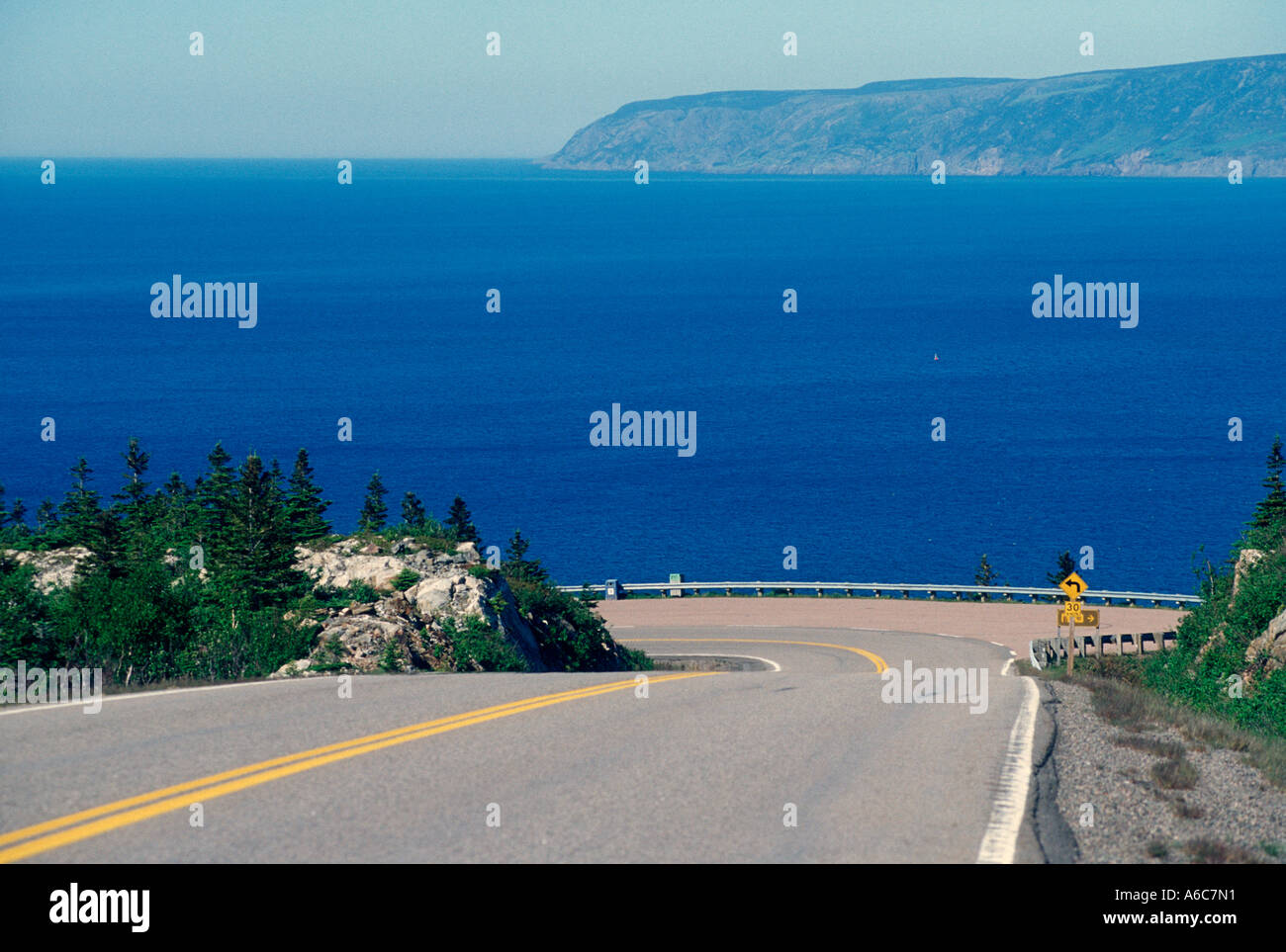 A dramatic bend on the Cabot Trail Cape Breton Nova Scotia Canada Stock Photo