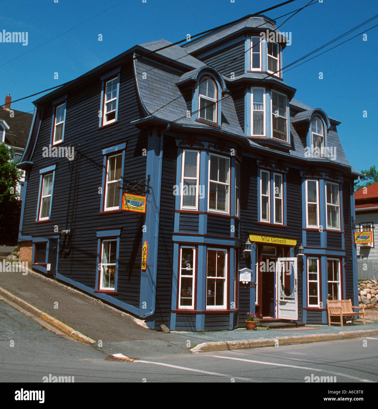 A traditional house and shop in Lunenburg Nova Scotia Canada Stock
