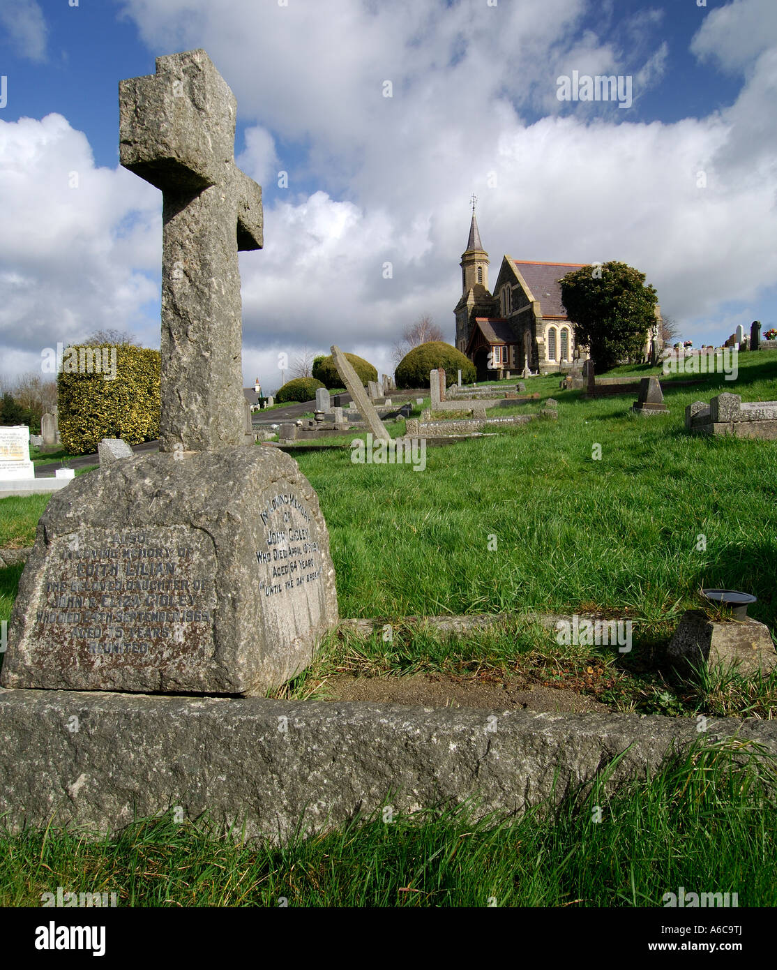 Cemetary and chapel at Ogwell Cross in Newton Abbot South Devon England Stock Photo