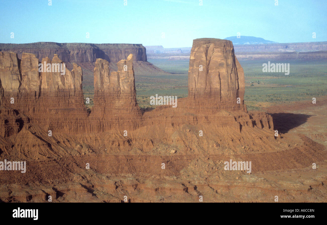 Ariel View Of Monument Valley In The American States Of Utah & Arizona. Stock Photo