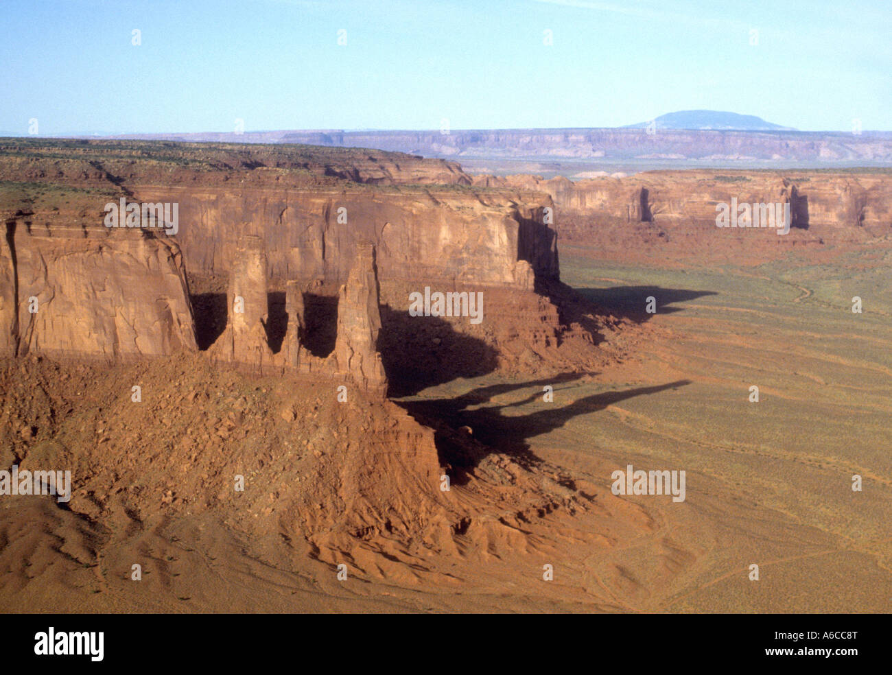 Ariel View Of Monument Valley In The American States Of Utah & Arizona. Stock Photo