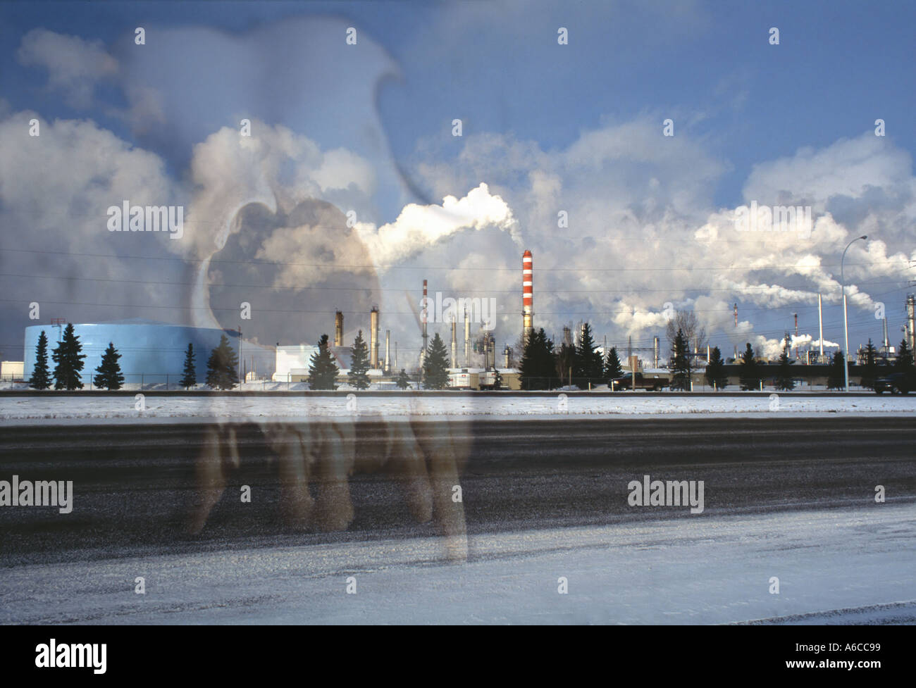 Steam from refinery in Edmonton Alberta Stock Photo Alamy