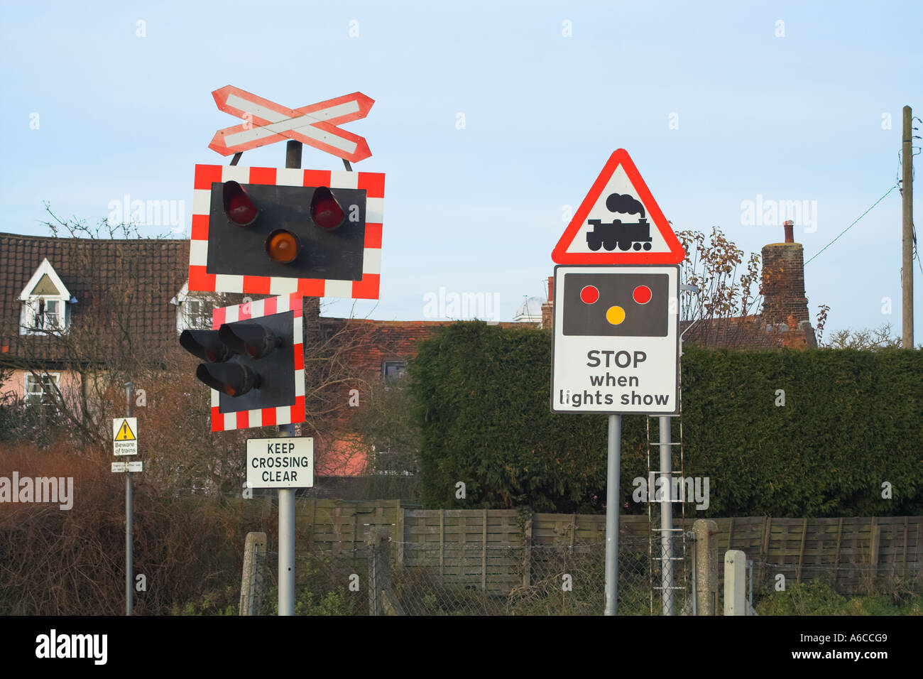 Train Crossing Traffic Signs Stock Photo Alamy