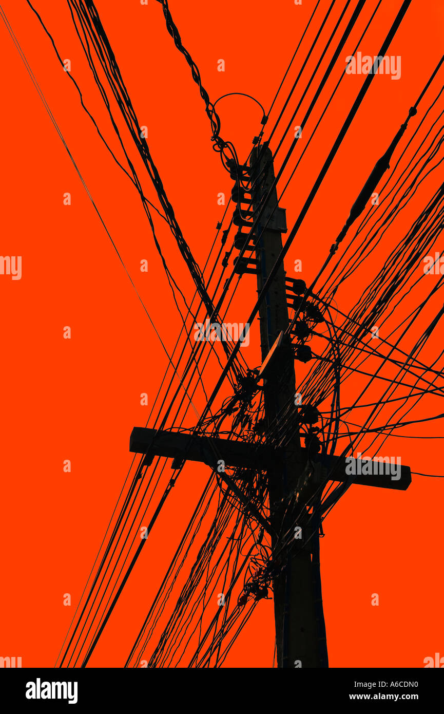 Powerlines and pole Stock Photo Alamy