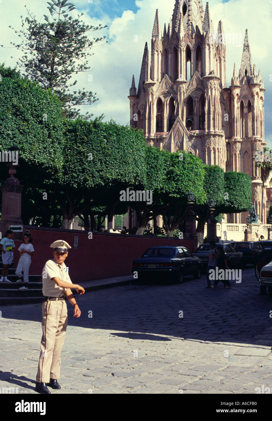 La Parroquia and zocalo town square San Miguel de Allende Mexico Stock Photo