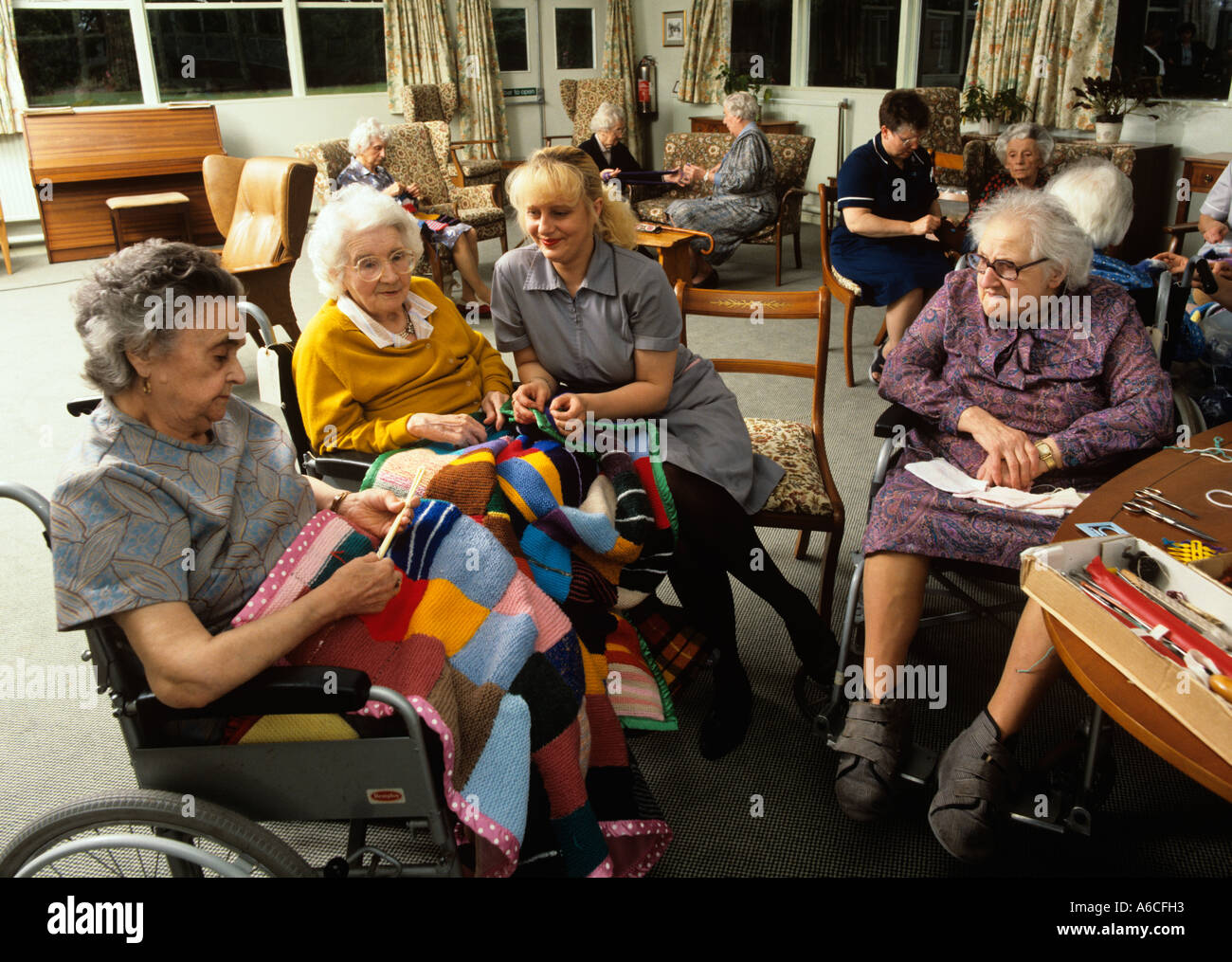 Elderly People In Wheelchairs At Eldery Homes