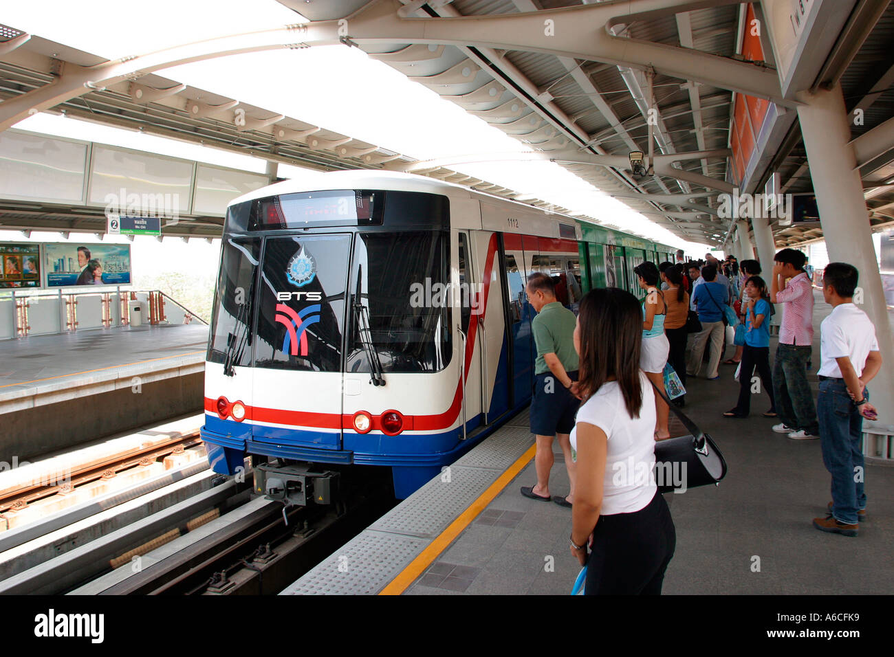 Thailand Bangkok transport BTS Skytrain in Mo Chit Station Stock Photo
