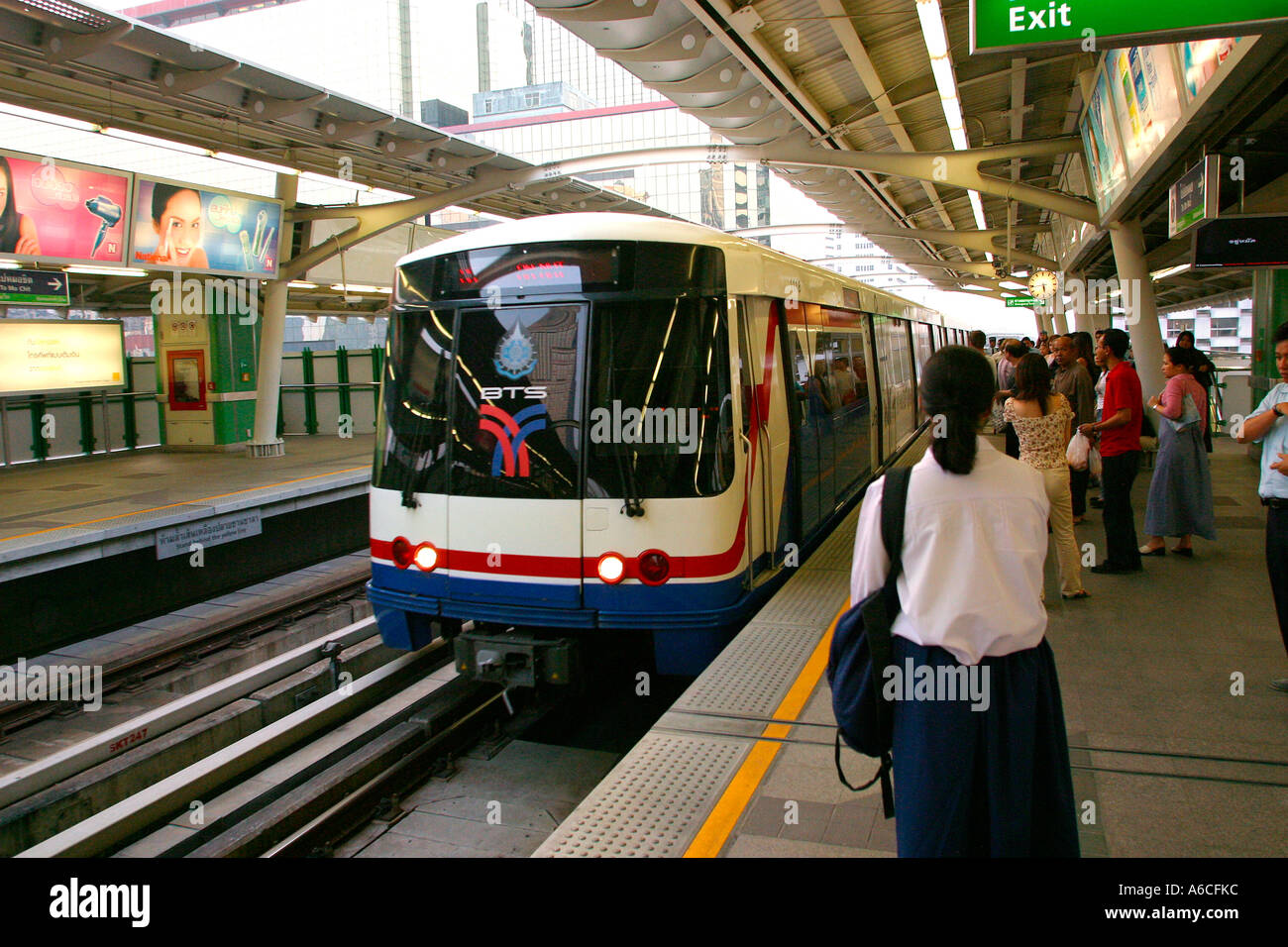 Thailand Bangkok transport BTS Skytrain in station Stock Photo