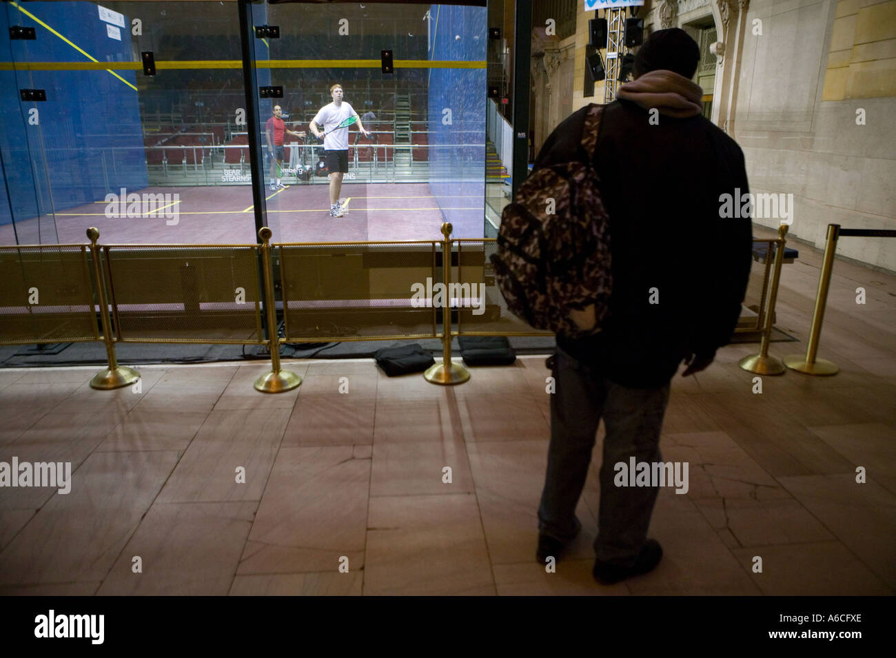 Squash tournament inside Grand Central Station in New York City USA