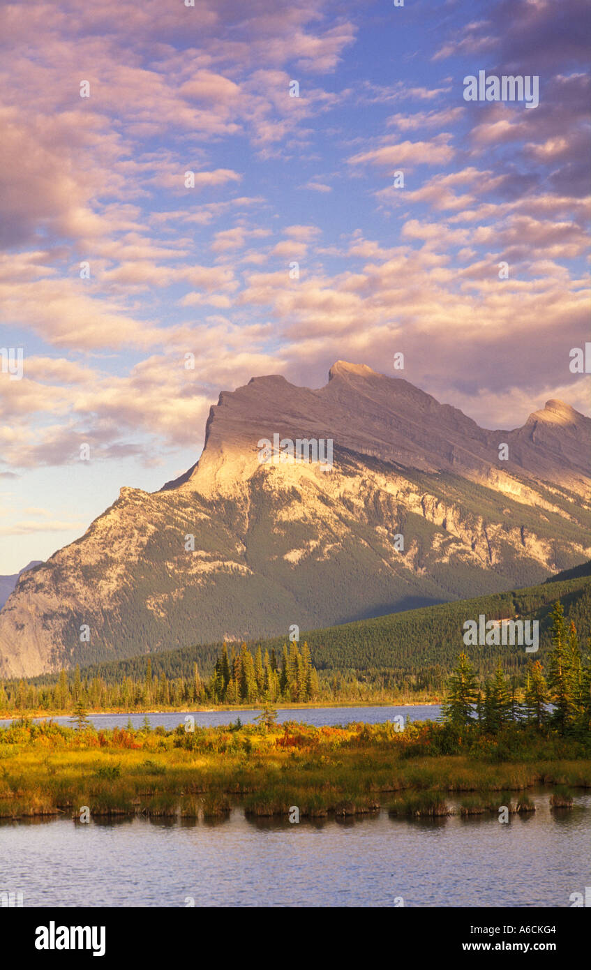 Canada Alberta Banff Banff National Park Mount Rundle from Vermilion Lakes Stock Photo
