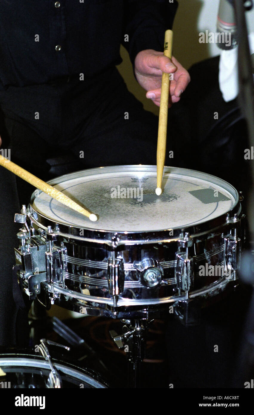 an snare drum being played at a Scottish folk festival Stock Photo