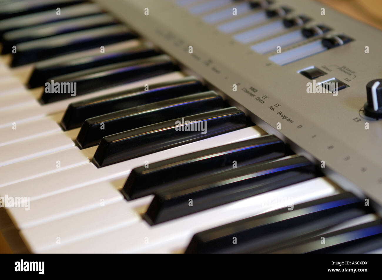 A music production keyboard which are used when connected to a computer and used to make electronic music it can be cubase Stock Photo