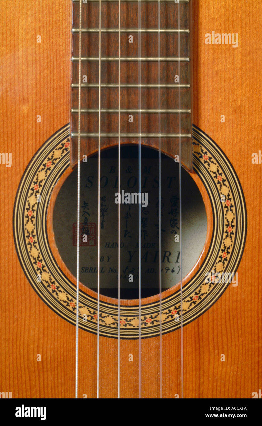 acoustic sound hole detail inlay guitar Stock Photo Alamy
