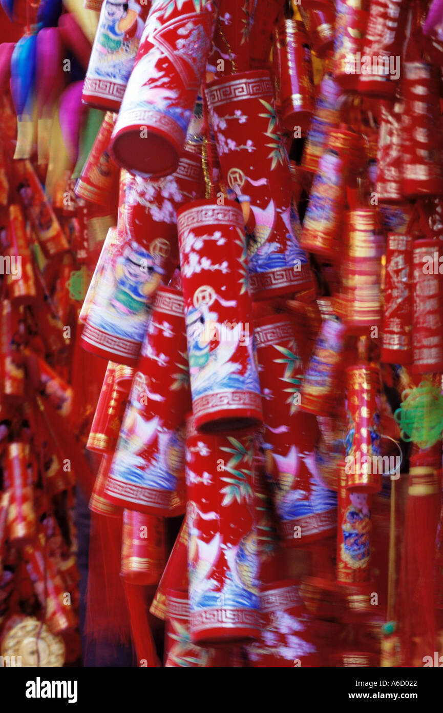 Chinese New Year firecracker ornament hung at New Year for good luck Stock Photo