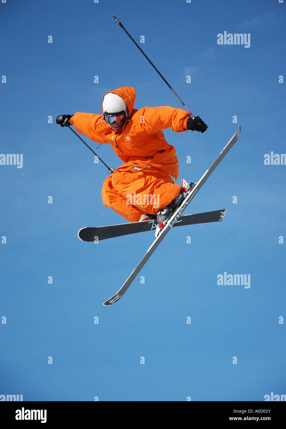 Mid Air Ski Jump Stock Photo Alamy