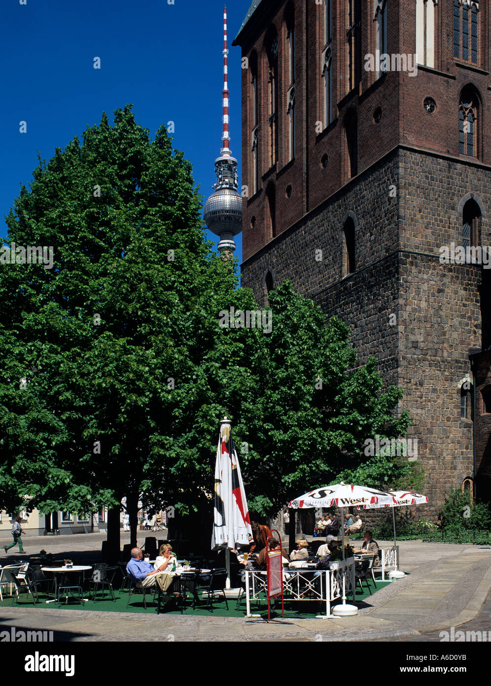 Europa Europe Germany Deutschland Berlin Mitte Nikolaiviertel Nikolai Nicolai  Quarter Fersehturm Television Television Tower Stock Photo