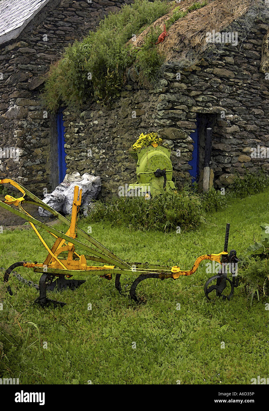 Farming equipment in a field, Ireland Stock Photo Alamy