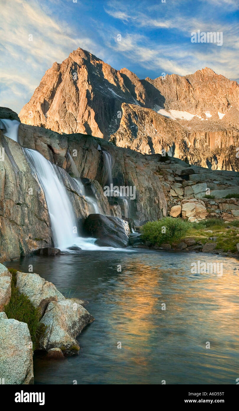 Waterfall in a landscape, John Muir Wilderness, California, USA Stock Photo