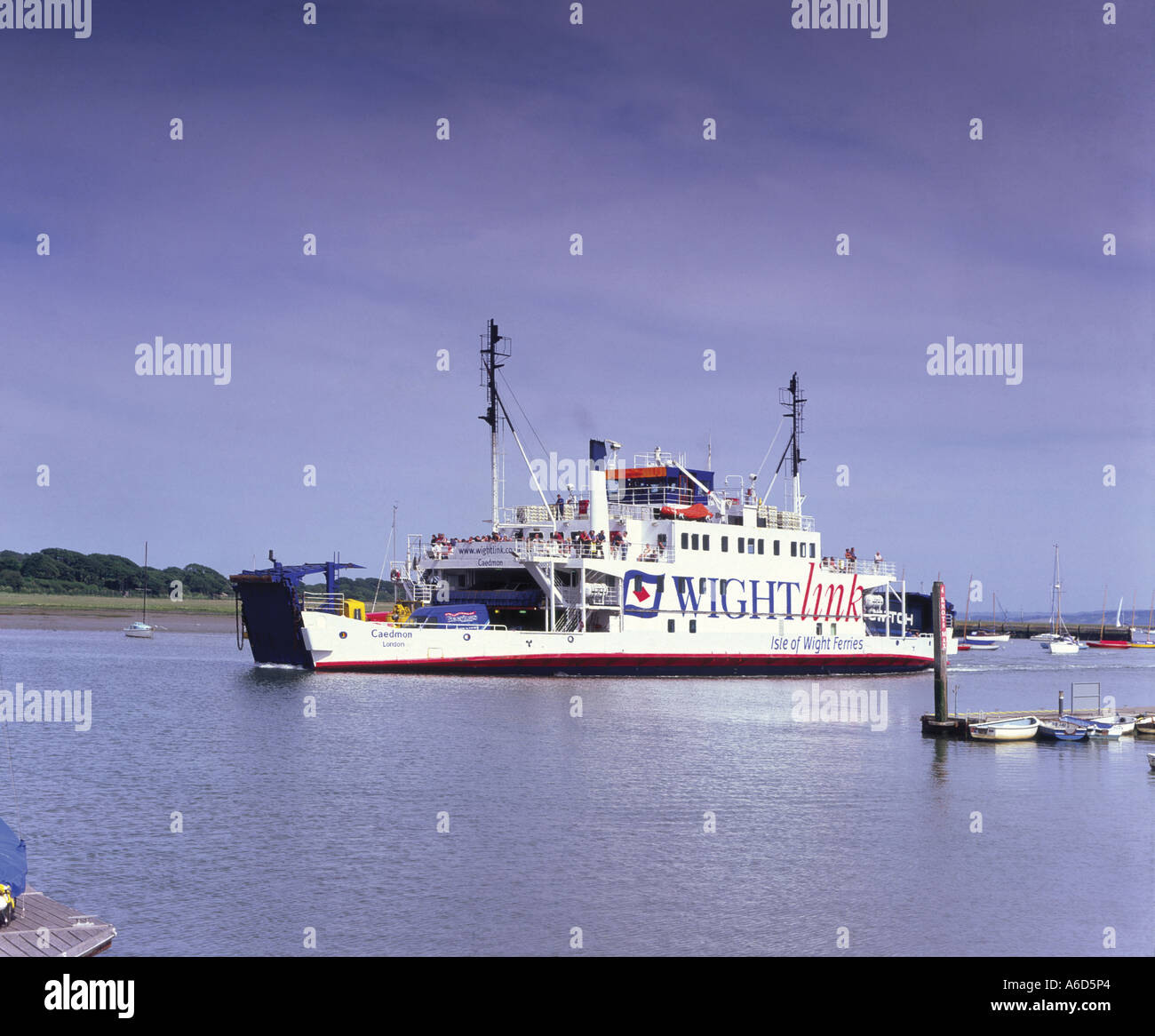 Isle of Wight ferry arriving at Lymington Stock Photo