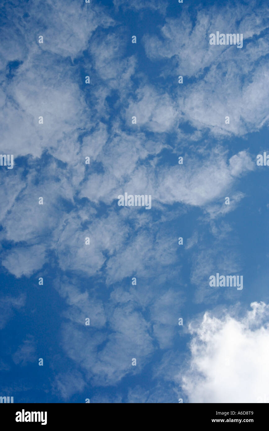 Cirrus clouds. Blue sky. UK. Stock Photo