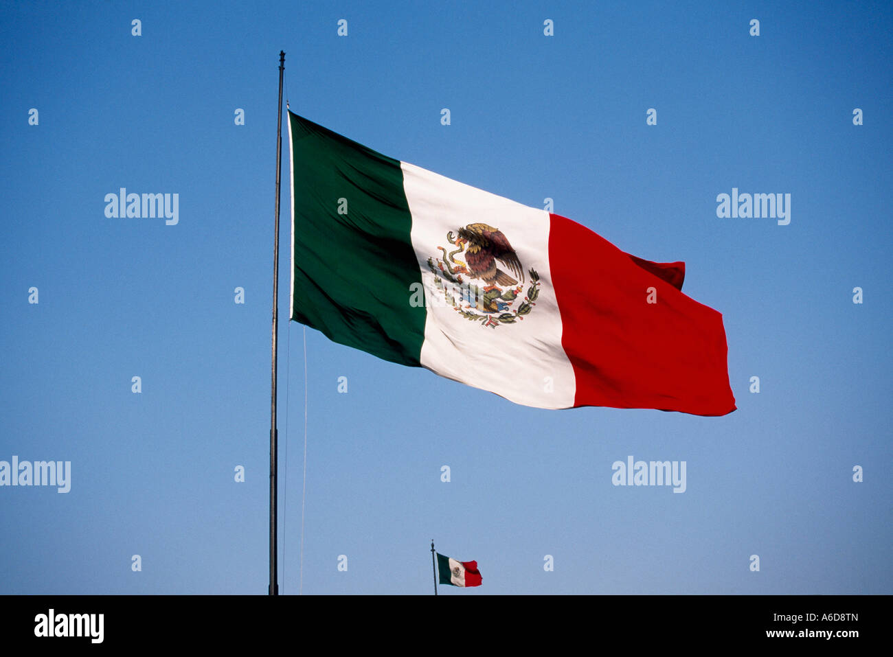 Low angle view of two Mexican flags Stock Photo