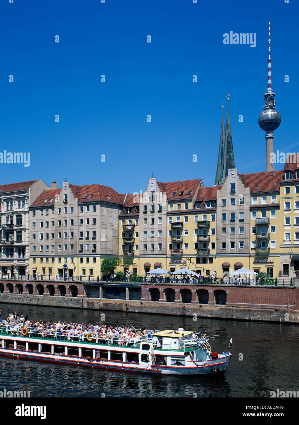 Europa Europe Germany Deutschland Berlin Mitte Nikolaiviertel Nicolai Quarter  Fernsehturm Television Tower Stock Photo