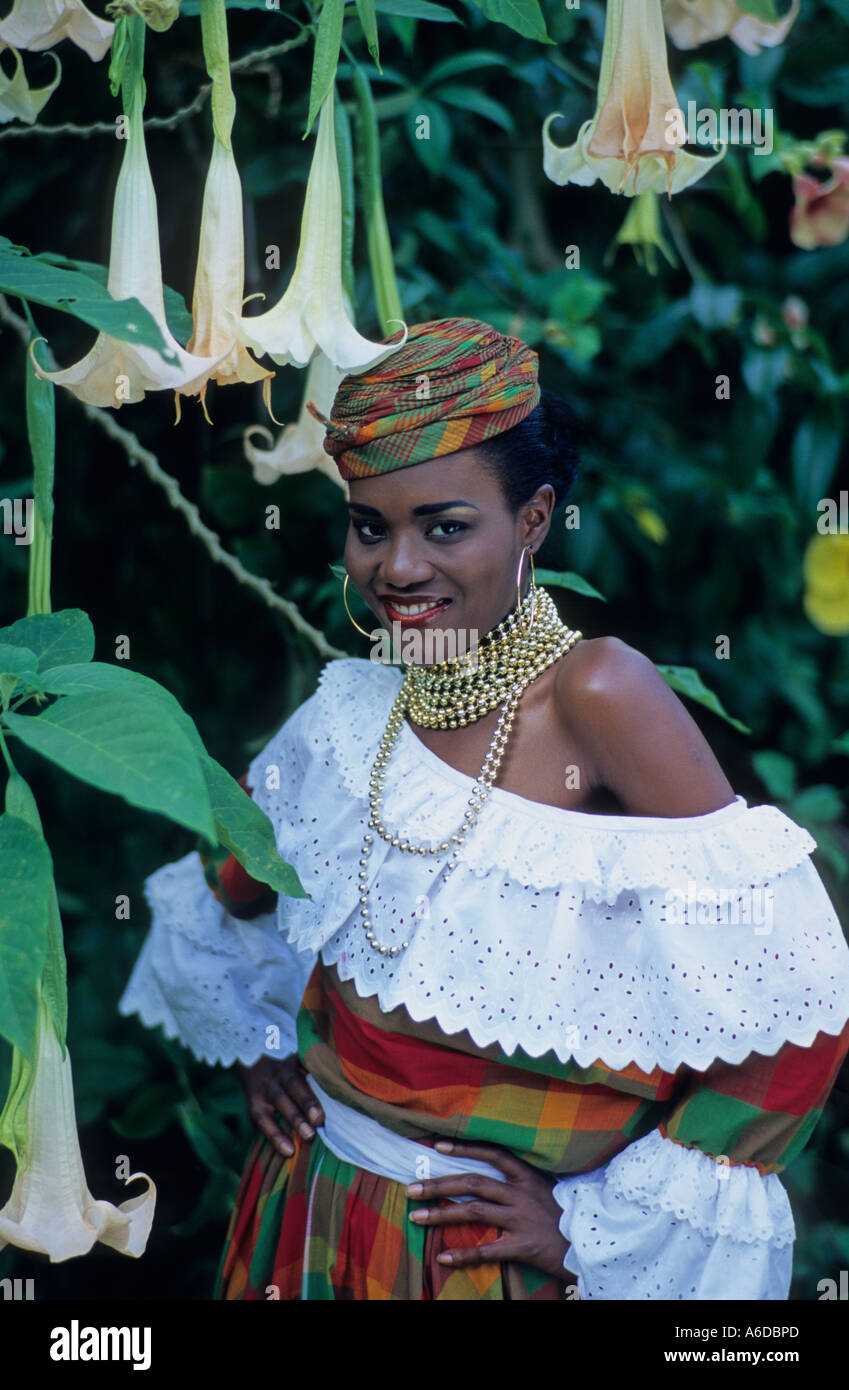 Costume - French West Indian Creole ladies dress, Martinique - postcard  c.1970s on eBid United States