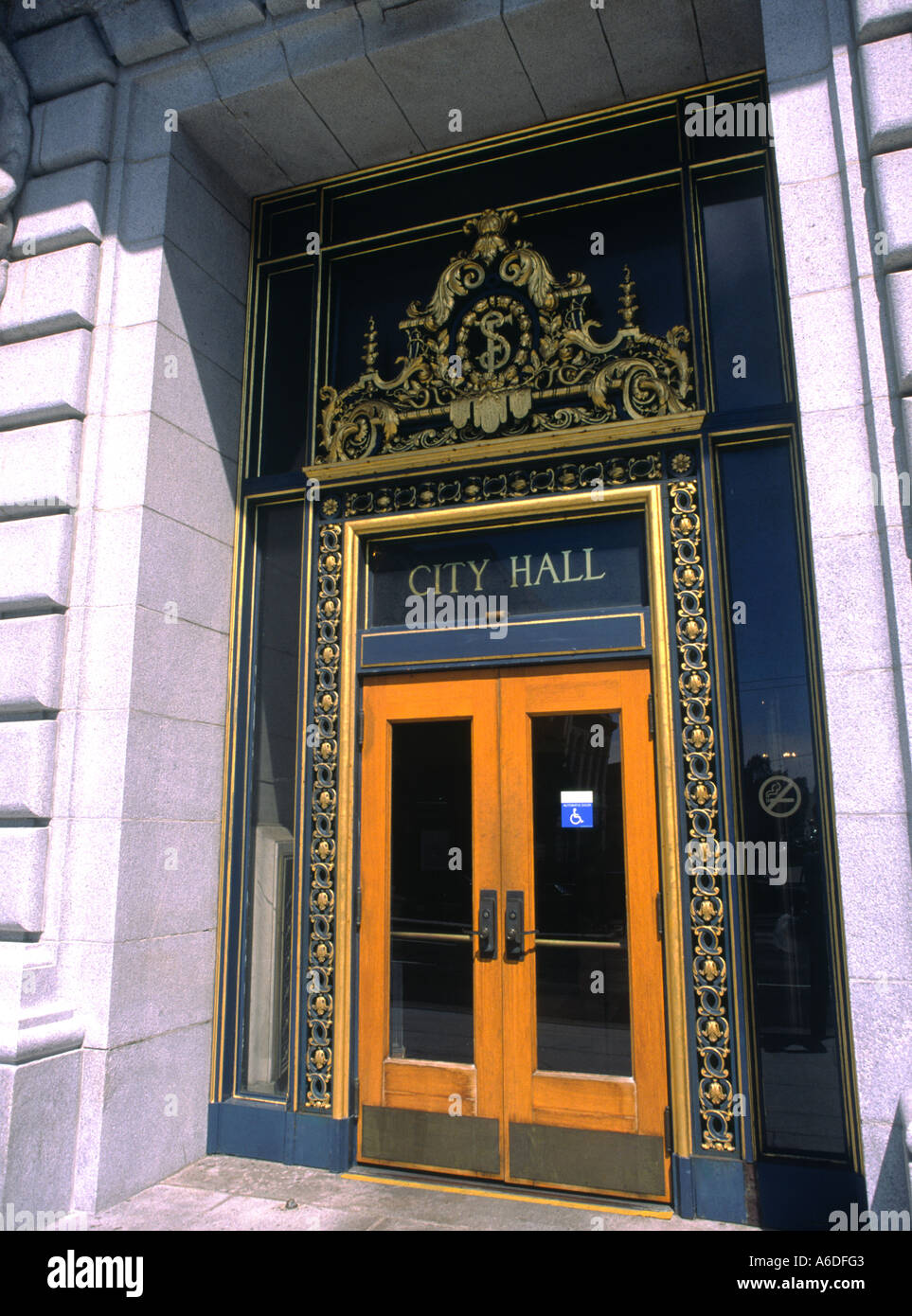 24883 entrance doors to City Hall San Francisco California USA handicapped government politics power Stock Photo