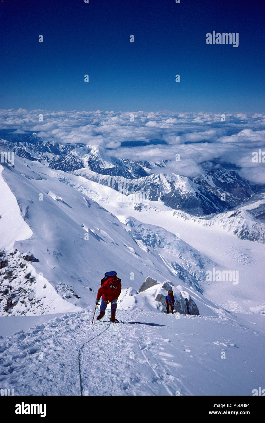 Alaska Denali National Park Denali Mt McKinley Climbers at about 16 400 on the West Buttress