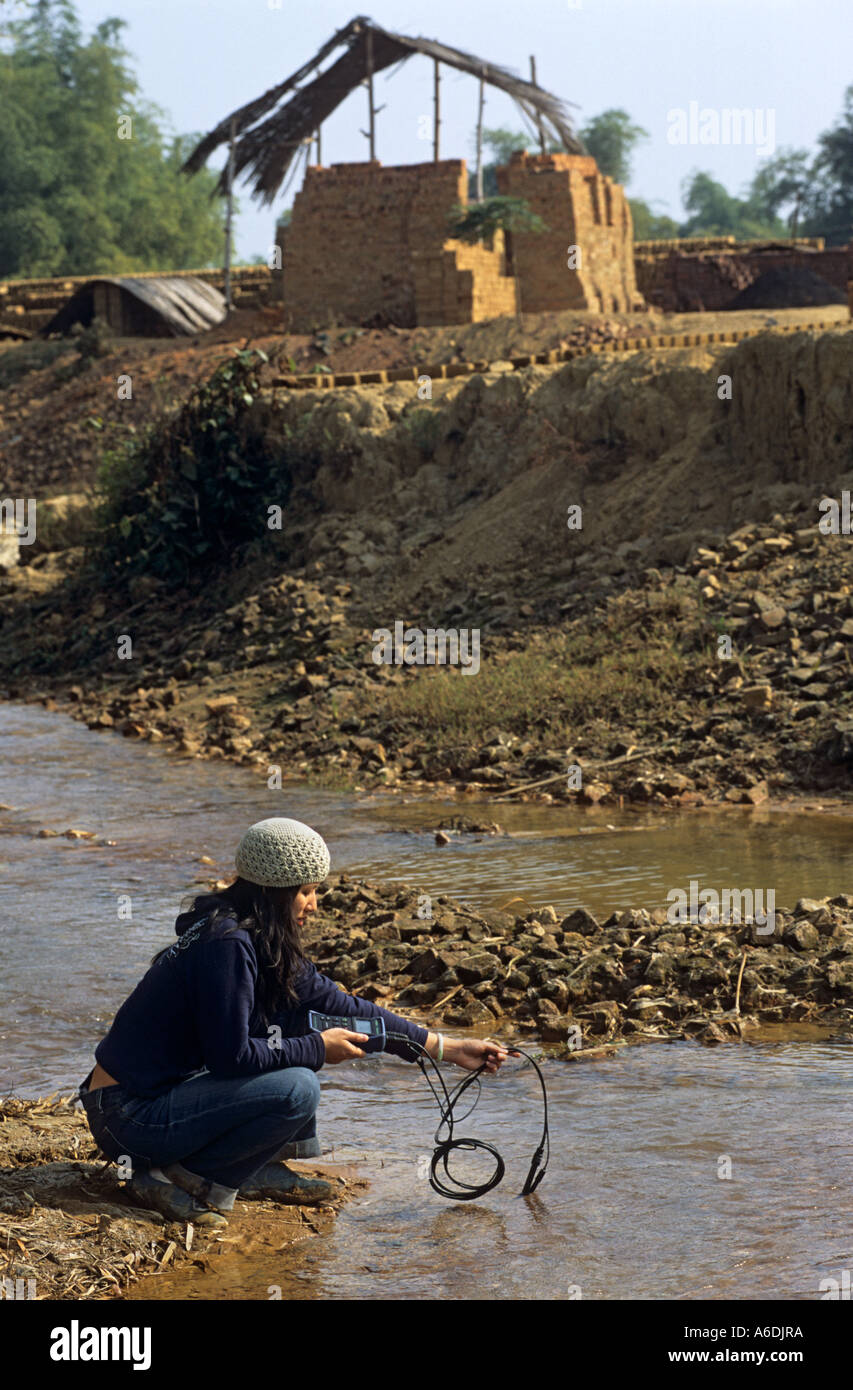 Testing water quality, Vietnam Stock Photo