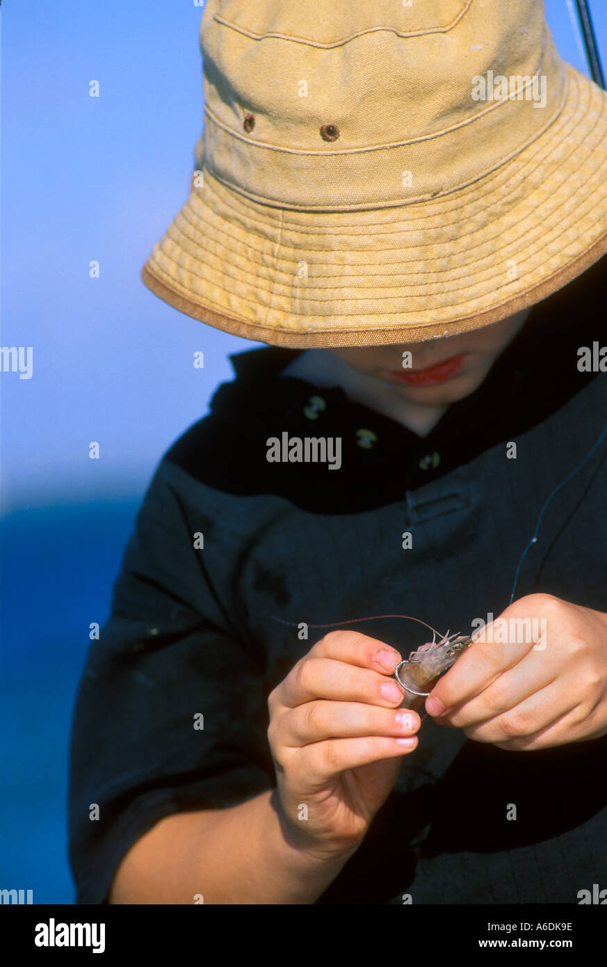 Boy baiting hook hi-res stock photography and images - Alamy