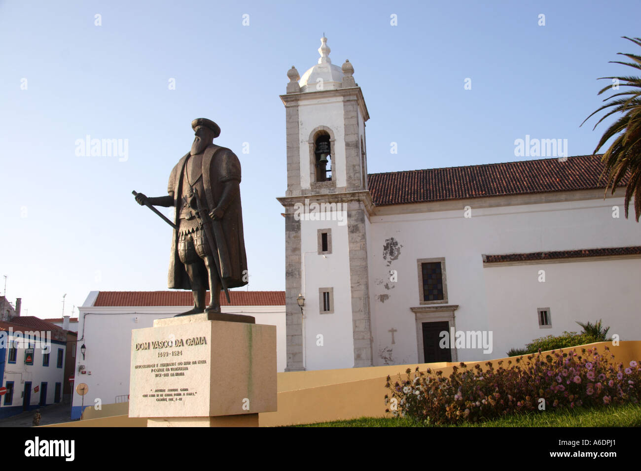 Statue of Vasco Da Gama the Portuguese explorer in Sines Portugal Stock Photo