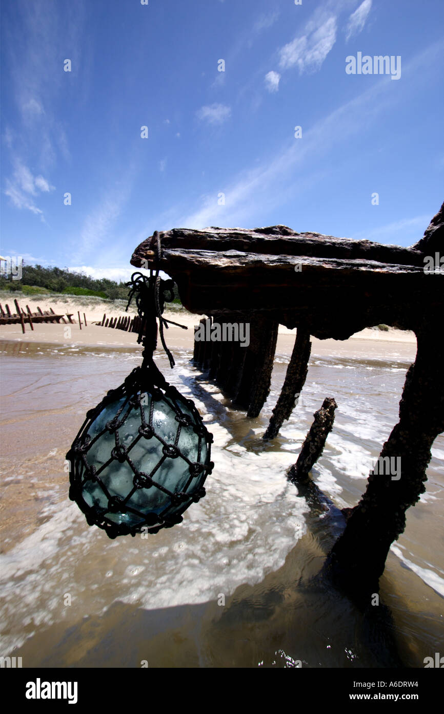 GLASS FLOAT AND SHIPWRECK SUNSHINE COAST QUEENSLAND AUSTRALIA VERTICAL