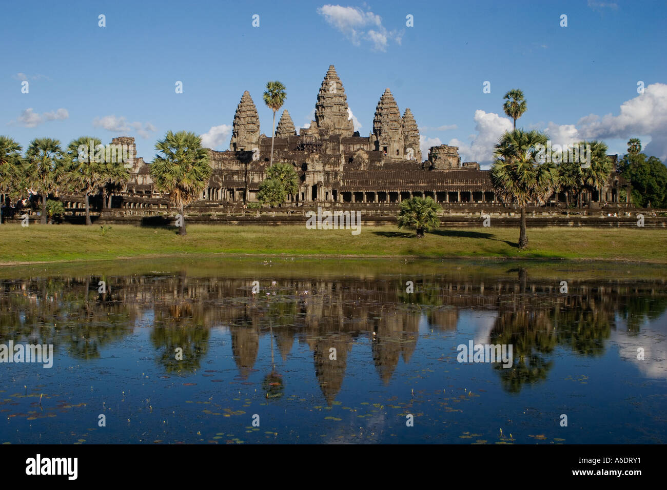 Stone temples representing the five peaks of Mount Meru at Angkor Wat ...