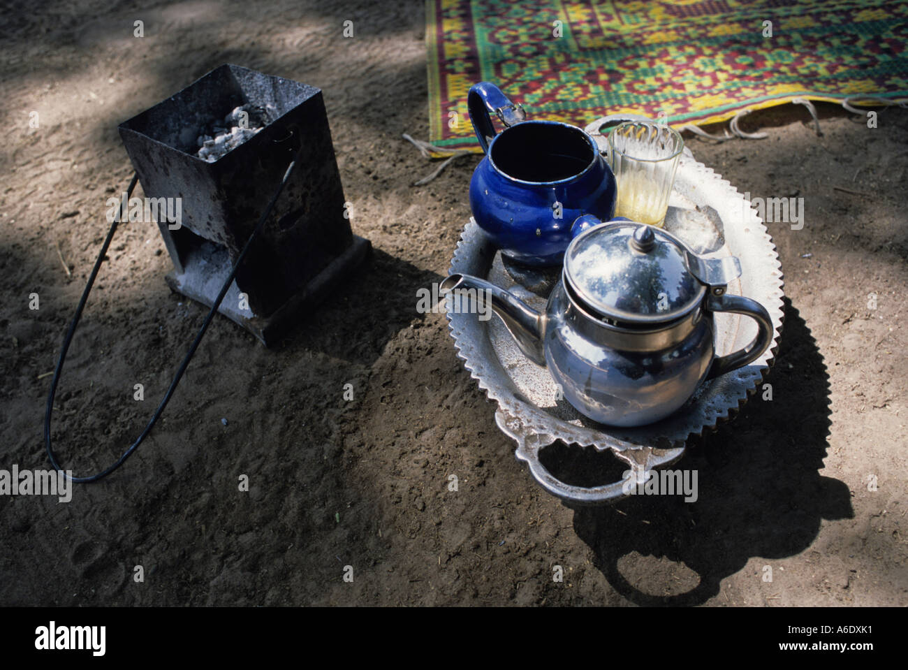 Traditional desert tea in a Cotton farmer s village Salia in the Beleco ...
