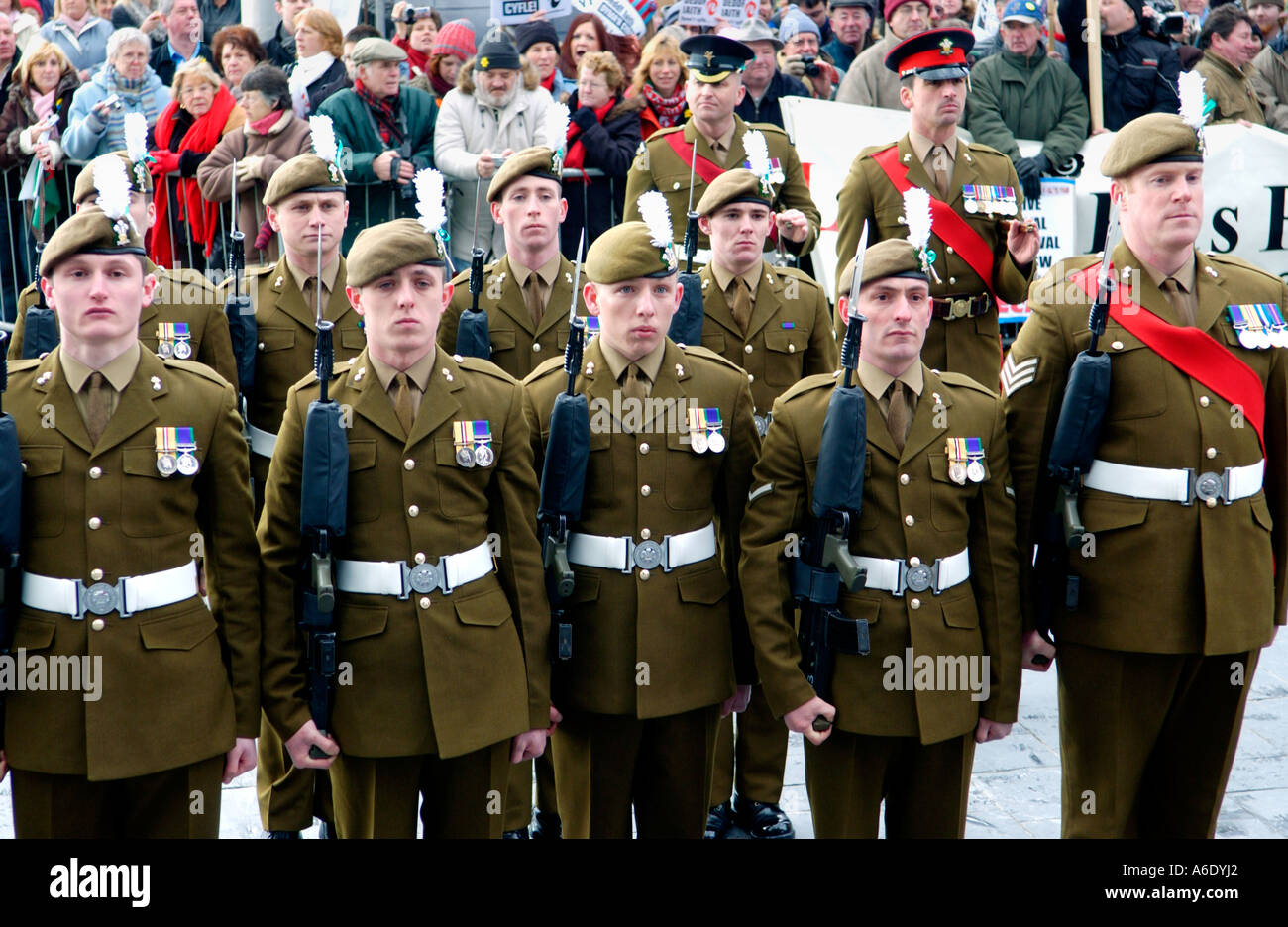 Ceremonial guard of honour at the opening of the Senedd National Assembly for Wales Cardiff Bay South Wales UK Stock Photo