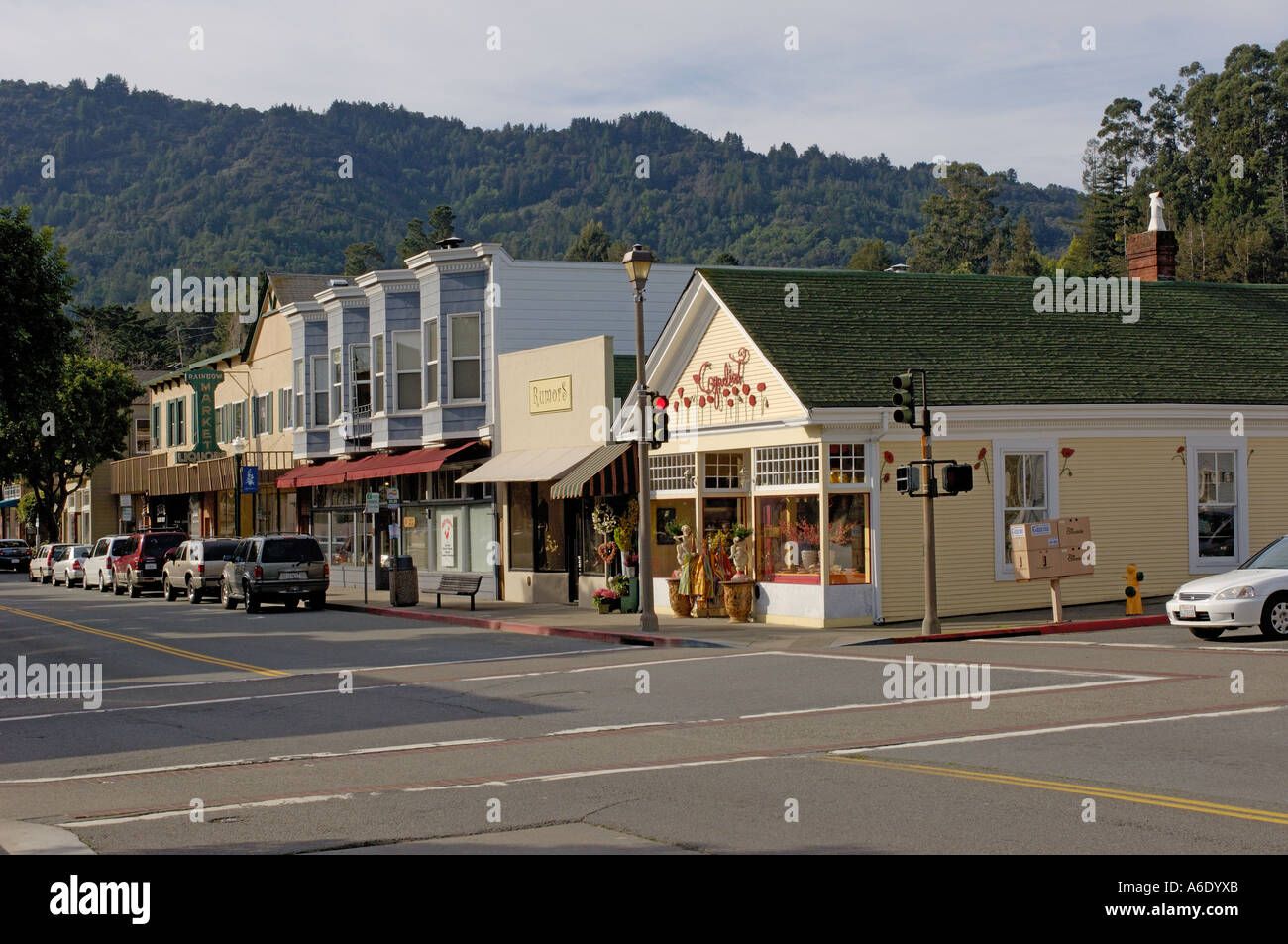 Main shopping street in Larkspur California Stock Photo Alamy