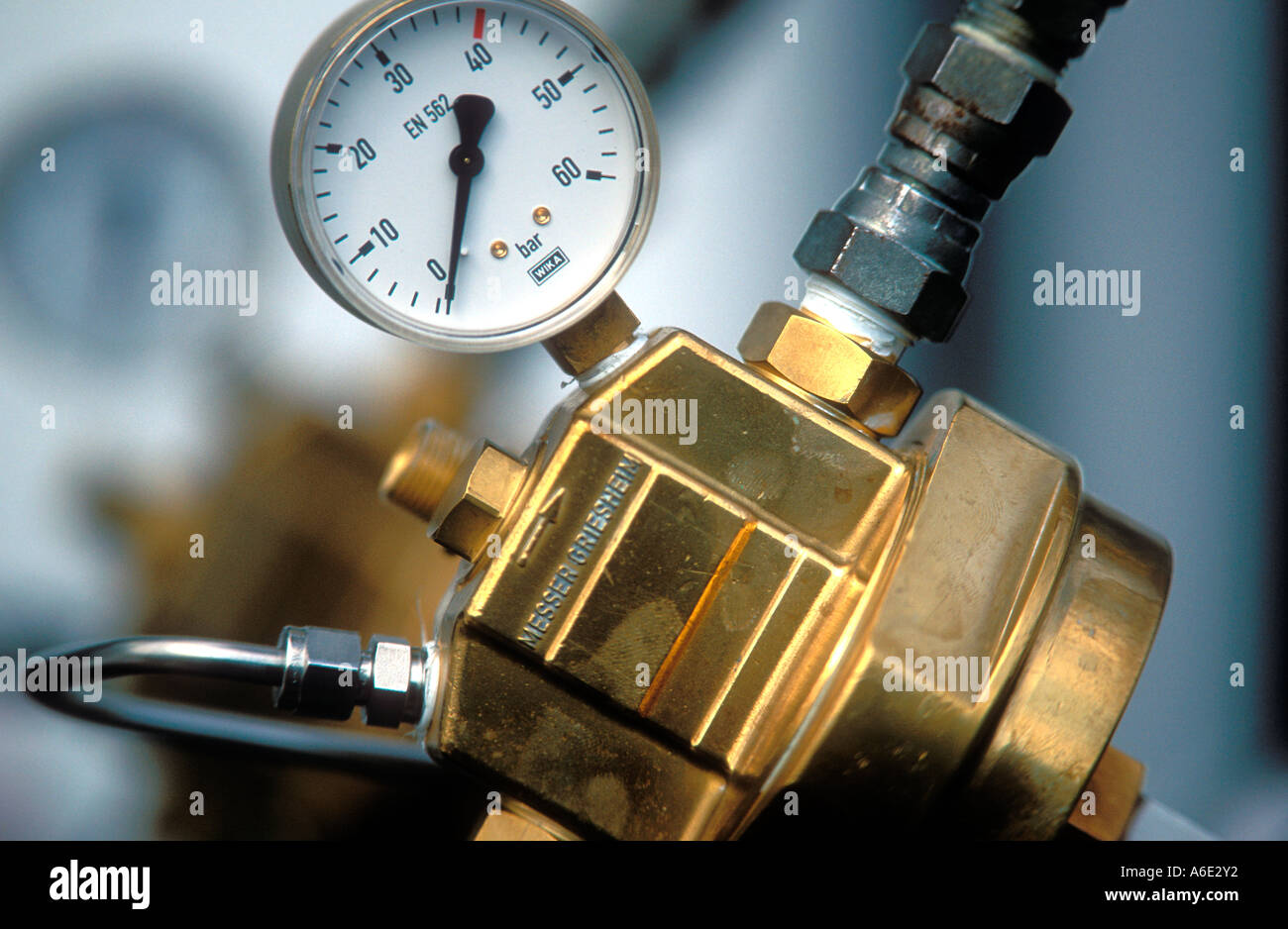 Compressed air pressure valve Stock Photo