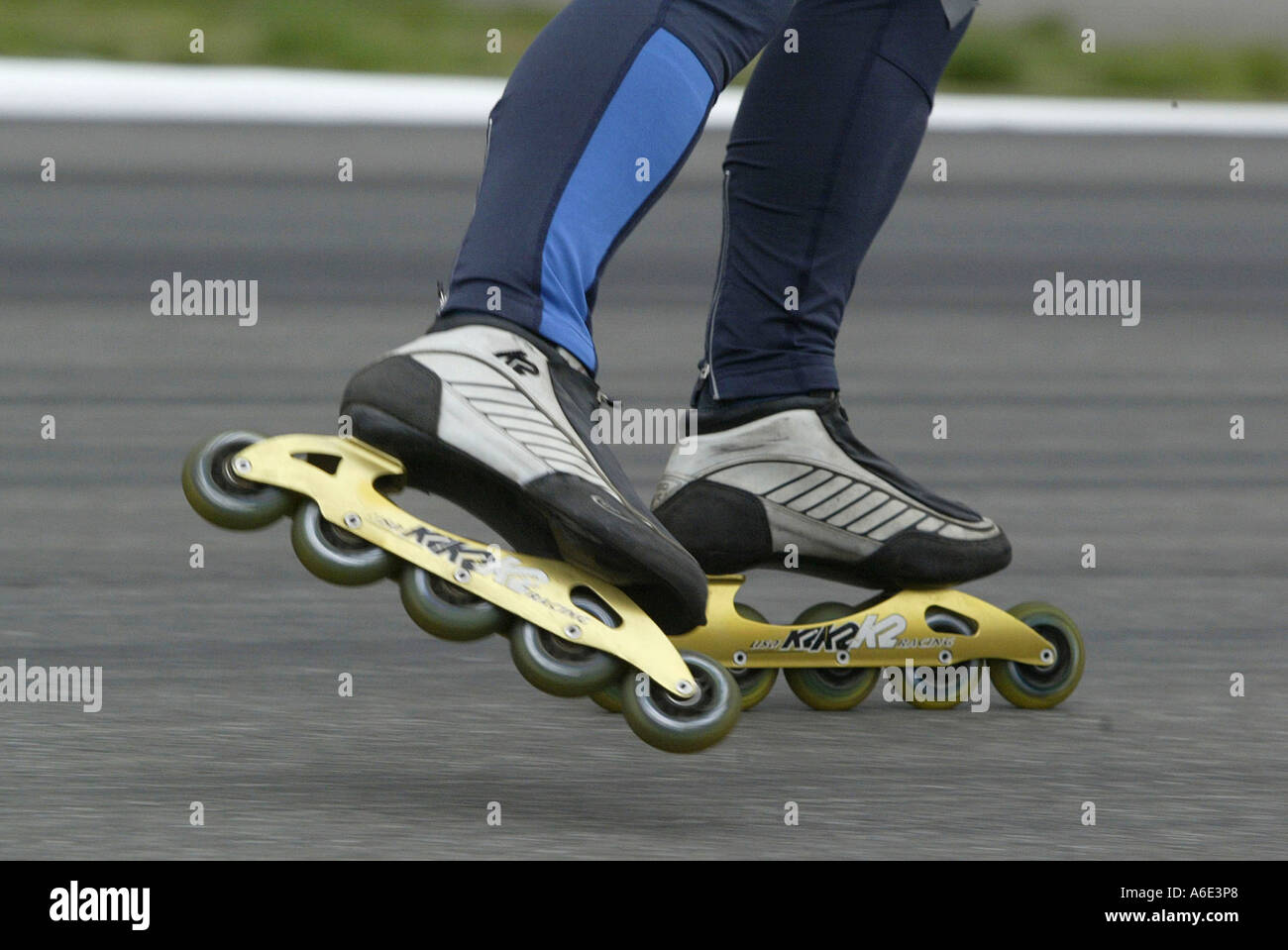 Speedskater on the Hockenheim ring, free driving on the racing course Stock Photo