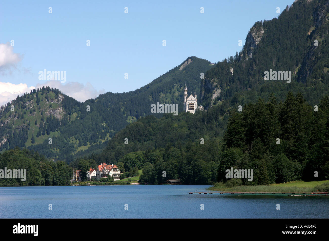 03.09.2005, high swan gau, DEU, Alpee with castle Neuschwanstein Stock Photo
