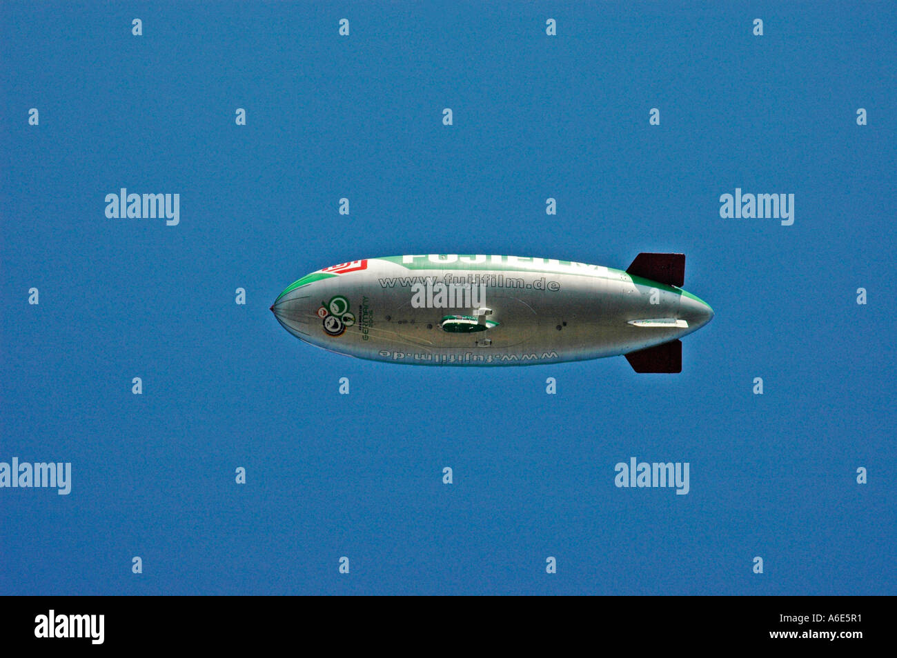 Zeppelin, dirigible, blimp, airship, fuji, fujifilm, flight object, advertisement, advertising, NRW, Nordrhein Westphalia Stock Photo