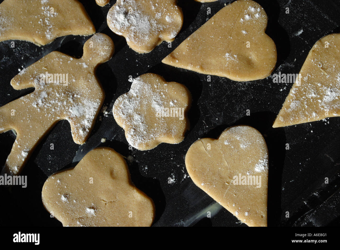 Homemade biscuits on baking tray Stock Photo