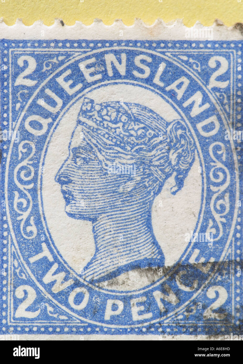 Queen Victoria stamp from the Australian state of Queensland Stock Photo