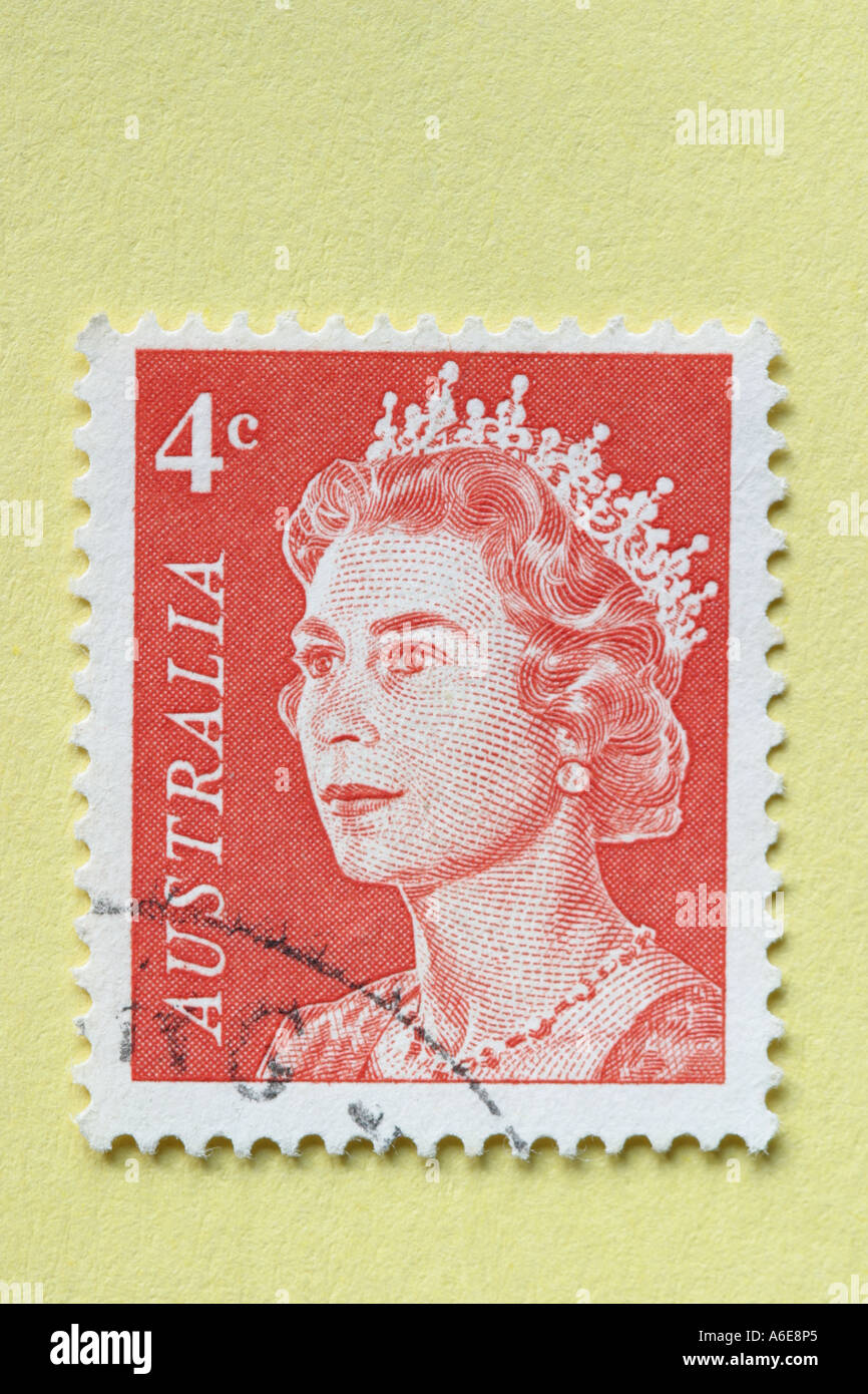 Queen Elizabeth II Australian postage stamp 4 cent 4c from the 1960s Stock Photo