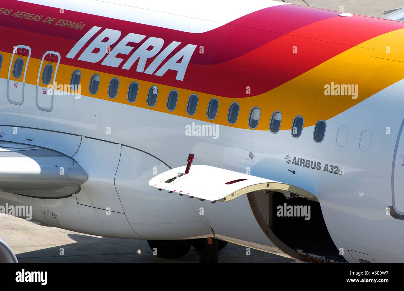 Iberia airplane at Tegel airport, Berlin Stock Photo