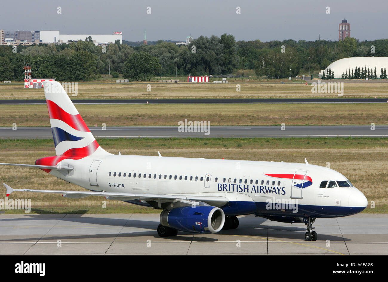 British Airways airplane at Tegel airport, Berlin Stock Photo