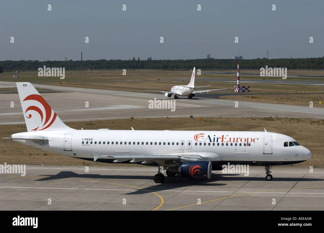 AirEurope airplane at Tegel airport, Berlin Stock Photo